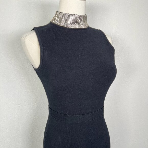 Milly Black Embellished-Collar Sheath Dress - Size S/XS - Picture 4 of 9